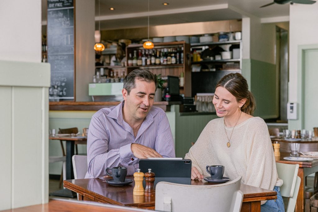 Man and woman in café